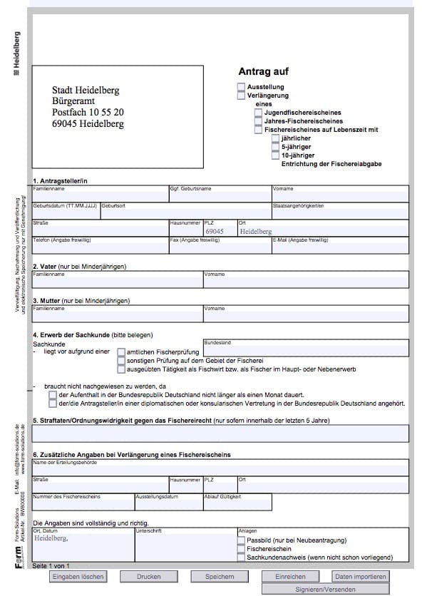 Fischereischein beantragen Heidelberg